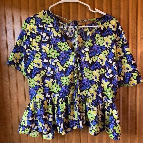 ASOS Design Women’s 6 Peplum Purple Floral Top - Women Size 6 - Picture 6 of 8